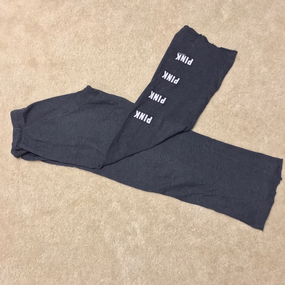 Victoria’s Secret PINK Heathered Dark Grey Logo Boyfriend Sweatpants - Picture 4 of 6